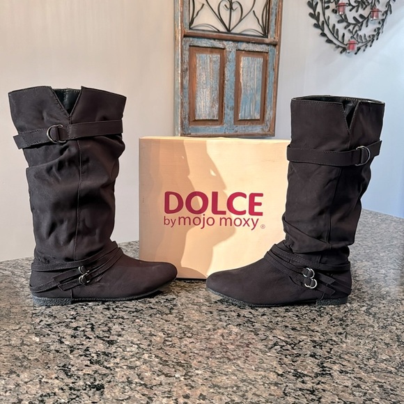 Dolce by Mojo moxy Jude black tall flat boots NIB 8.5 - Picture 1 of 11